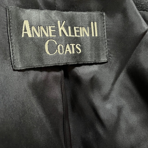 Anne Klein II Vintage Black Merino Wool and Angora Women’s Long Trench Pea Coat - Picture 9 of 12